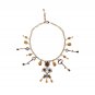 GOLD BRASS FLORAL CRYSTAL SACRED KEY CHARMS NECKLACE