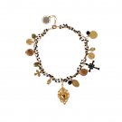 GOLD BRASS CRYSTAL CROSS CHARMS NECKLACE