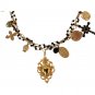 GOLD BRASS CRYSTAL CROSS CHARMS NECKLACE