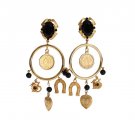 GOLD BRASS SICILY CHARMS EARRINGS