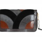 GRAY SNAKESKIN LEATHER CONTINENTAL WALLET
