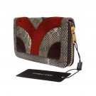 GRAY RED SNAKESKIN LEATHER SNAKESKIN CONTINENTAL WALLET