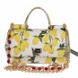 PURSE SICILY SATCHEL WHITE LEMON PRINT LEATHER SHOULDER CLUTCH