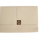 BEIGE LEATHER ORGANIZER FOLIO BAG