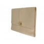BEIGE LEATHER ORGANIZER FOLIO BAG