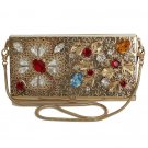 GOLD BRASS CRYSTAL CLUTCH BAG
