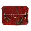 RED ROSES PRINT CRYSTAL CLUTCH PURSE BAG