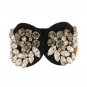 BLACK SILK CLEAR GRAY CRYSTAL BRACELET