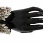BLACK SILK CLEAR GRAY CRYSTAL BRACELET