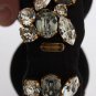 BLACK SILK CLEAR GRAY CRYSTAL BRACELET