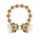 GOLD CRYSTAL SUNFLOWER COMB HEADBAND