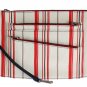 WHITE RED STRIPED LINEN SHOULDER MESSENGER BAG