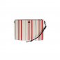 WHITE RED STRIPED LINEN SHOULDER MESSENGER BAG