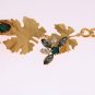 GOLD BRASS CRYSTAL LADYBIRDS LEAF STATEMENT BRACELET