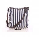 BLUE STRIPED CANVAS MESSENGER BAG