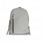WHITE CANVAS LEATHER CAT PATTERN BACKPACK