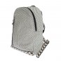 WHITE CANVAS LEATHER CAT PATTERN BACKPACK