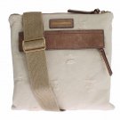 BEIGE CANVAS LEATHER CROSSBODY SHOULDER BAG