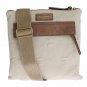 BEIGE CANVAS LEATHER CROSSBODY SHOULDER BAG