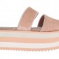 PINK VELVET FLIP FLOP PLATFORM WEDGES