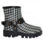 GRAY BLACK PRINT ANKLE RUBBER BOOTS