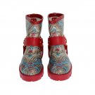 RED MAJOLICA PRINT ANKLE RUBBER BOOTS