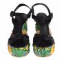 BLACK LEATHER PUPIL DOLLS WEDGES SHOES