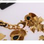 GOLD BRASS FLORAL CRYSTAL LADYBUG STATEMENT NECKLACE