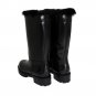 BLACK LEATHER LAPIN FUR BOOTS