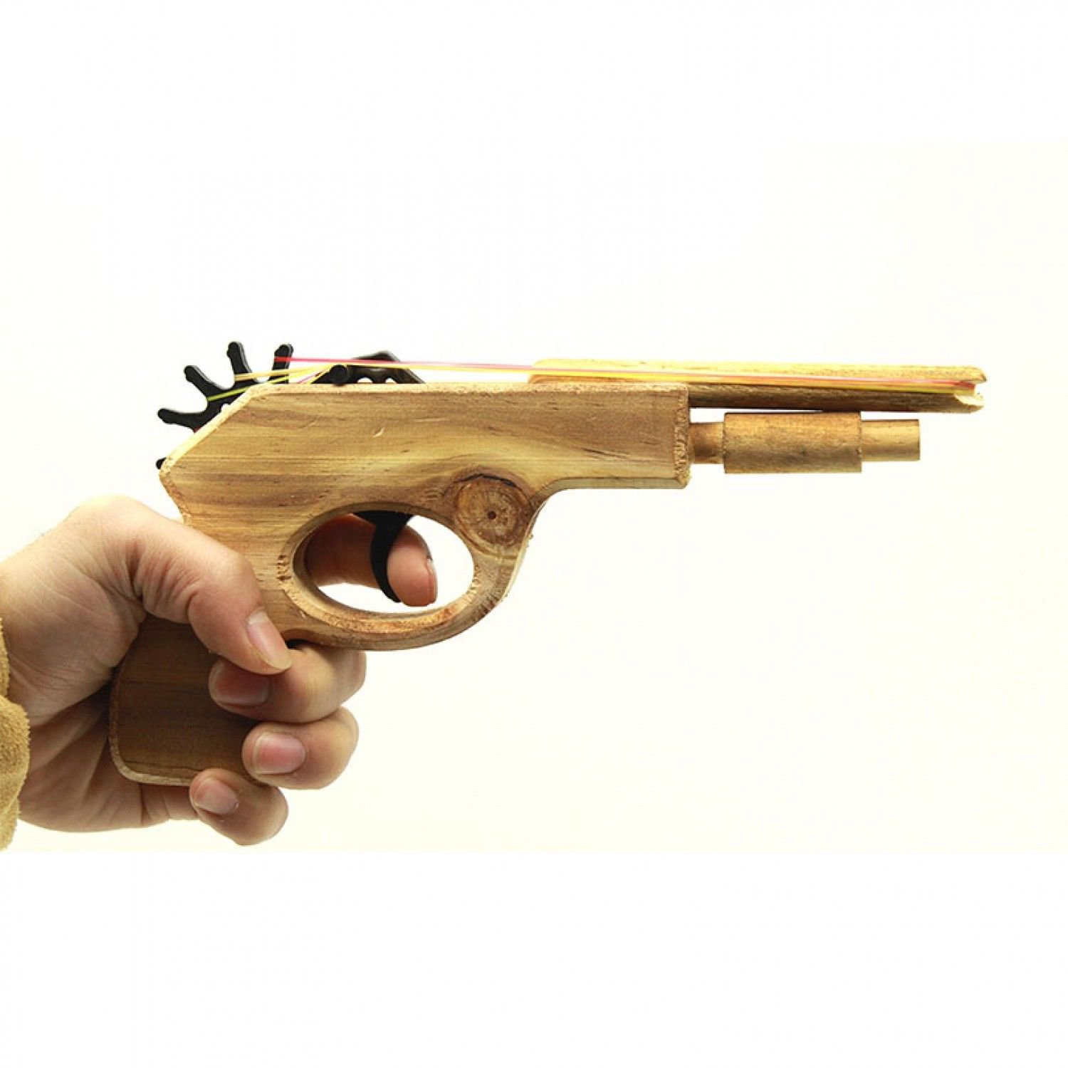 Unlimited bullet Classical Rubber Band Launcher Wooden Hand Pistol Gun
