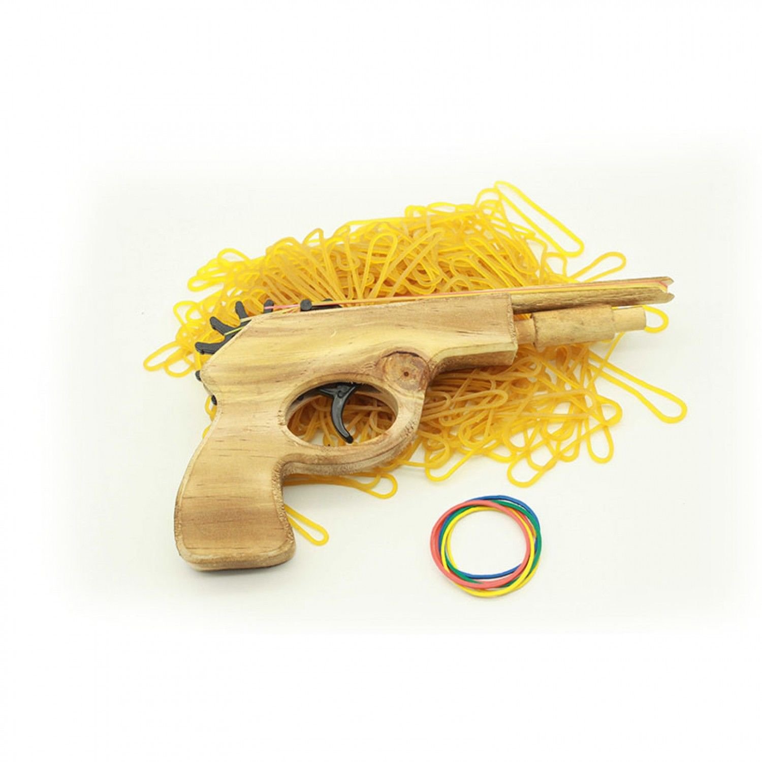 Unlimited bullet Classical Rubber Band Launcher Wooden Hand Pistol Gun