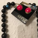 Monet BlackRed Neclace with Earrings