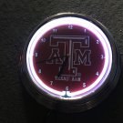 Texas A&m University Neon Clock 15 Inch Diameter.