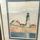 1991 Gorgeous Original Watercolor Lighthouse Painting Signed By Darryl.