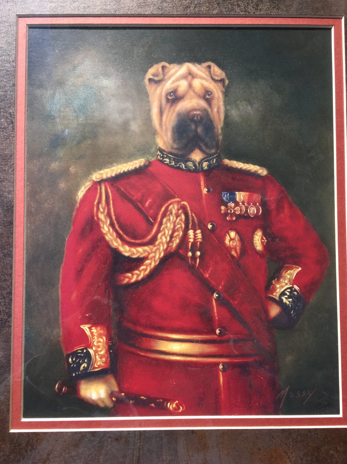 Design Art Pug Dog in Military Uniform Art Print.