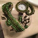 Grace Lynn  Gecko Watch Rhinestones Flashy Bling Womens Bangle Bracelet Green