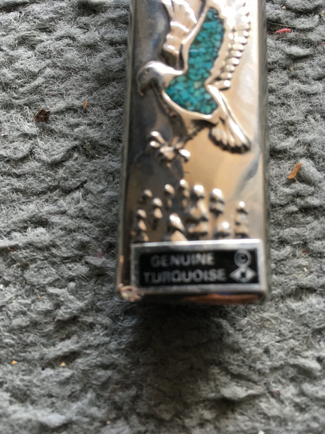 Bald Eagle Genuine Silver Turquoise Cigarette Lighter Holder