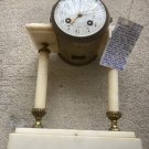 Pre-1890 Antique Alarm Mantel  Shelf  White Marble Clock.