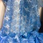 african lace fabric, Big Organza lace with many stones & sequences, Blue Organza