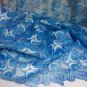african lace fabric, Big Organza lace with many stones & sequences, Blue Organza