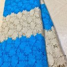 African lace fabric Swiss Lace Guipure Lace fabric Blue Gold African Fabric 5yds