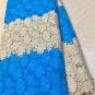 African lace fabric Swiss Lace Guipure Lace fabric Blue Gold African Fabric 5yds