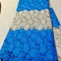 African lace fabric Swiss Lace Guipure Lace fabric Blue Gold African Fabric 5yds