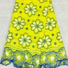 African Lace fabric, Swiss Voile Lace, Yellow Blue  Swiss Voile Lace,  5 yards