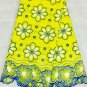 African Lace fabric, Swiss Voile Lace, Yellow Blue  Swiss Voile Lace,  5 yards