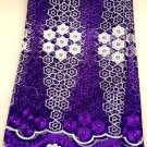 African Lace Fabric/tulle French Lace Fabric/Purple African fabric/5yards