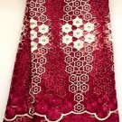 African Lace Fabric/Guipure French Lace Fabric/Wine Red African fabric/5yards