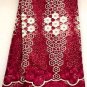 African Lace Fabric/Guipure French Lace Fabric/Wine Red African fabric/5yards