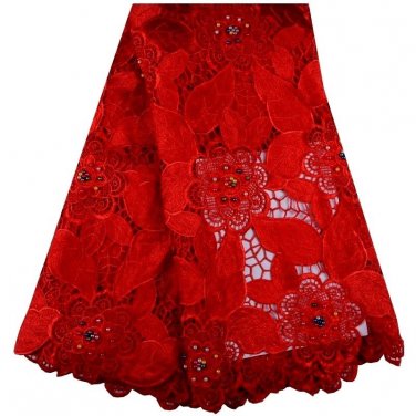 african lace fabric/Guipure Lace fabric/ Red African Lace fabric/5 yards