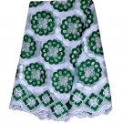 African Lace Fabric/Swiss Voile Lace/white green African Lace Fabric/Big Lace 5y